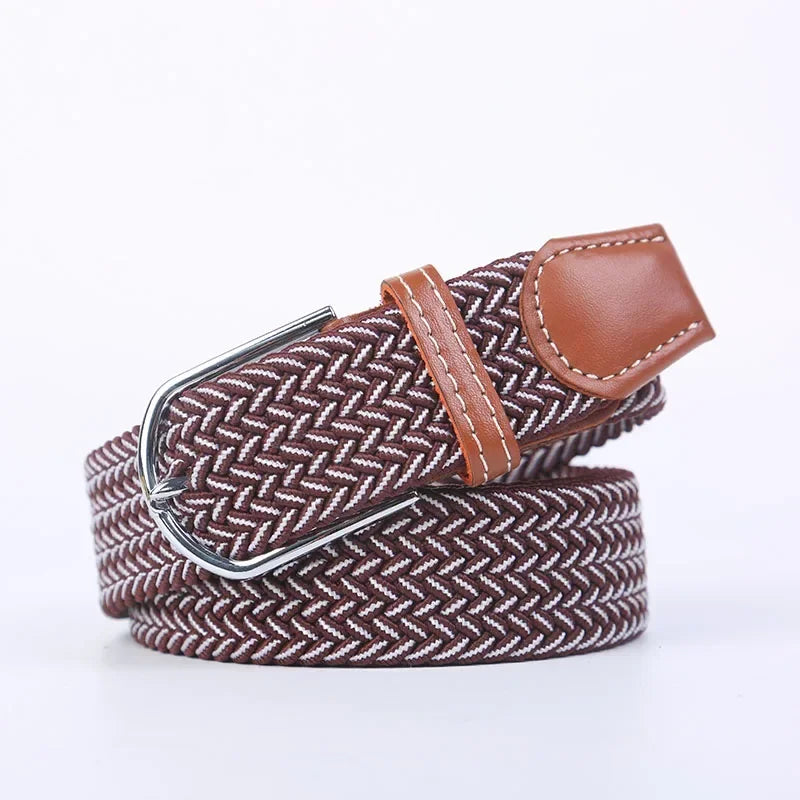 UNISEX Casual Knitted Pin Buckle Women Belt Woven Canvas Elastic Expandable Braided Stretch Jeans Belts for Men