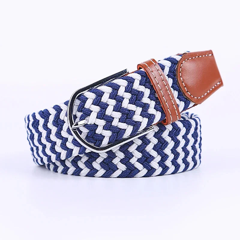 UNISEX Casual Knitted Pin Buckle Women Belt Woven Canvas Elastic Expandable Braided Stretch Jeans Belts for Men