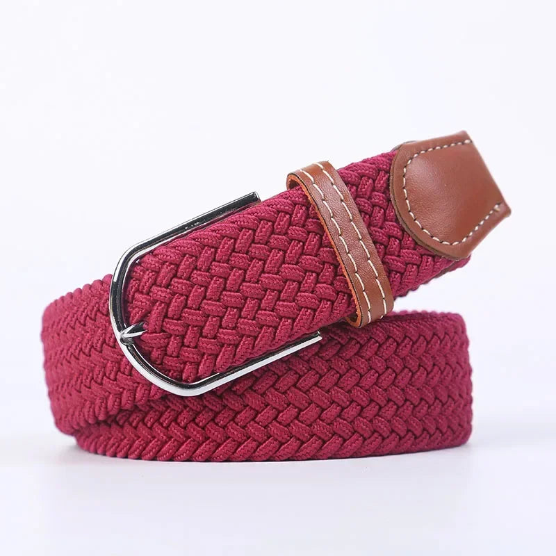 UNISEX Casual Knitted Pin Buckle Women Belt Woven Canvas Elastic Expandable Braided Stretch Jeans Belts for Men