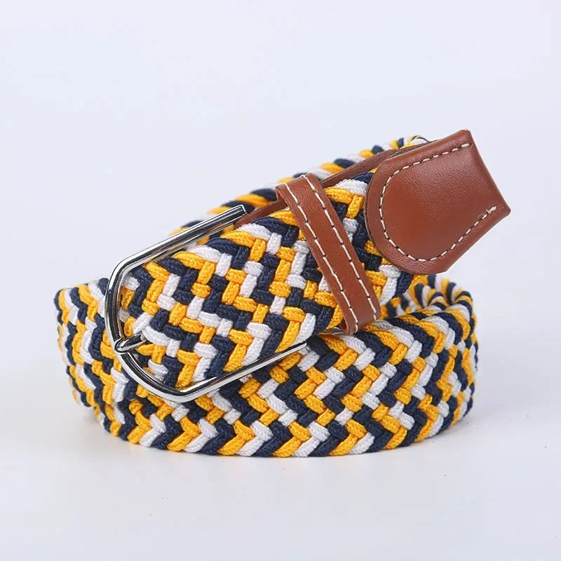 UNISEX Casual Knitted Pin Buckle Women Belt Woven Canvas Elastic Expandable Braided Stretch Jeans Belts for Men