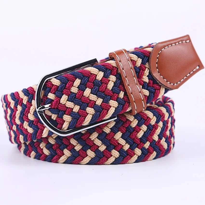 UNISEX Casual Knitted Pin Buckle Women Belt Woven Canvas Elastic Expandable Braided Stretch Jeans Belts for Men