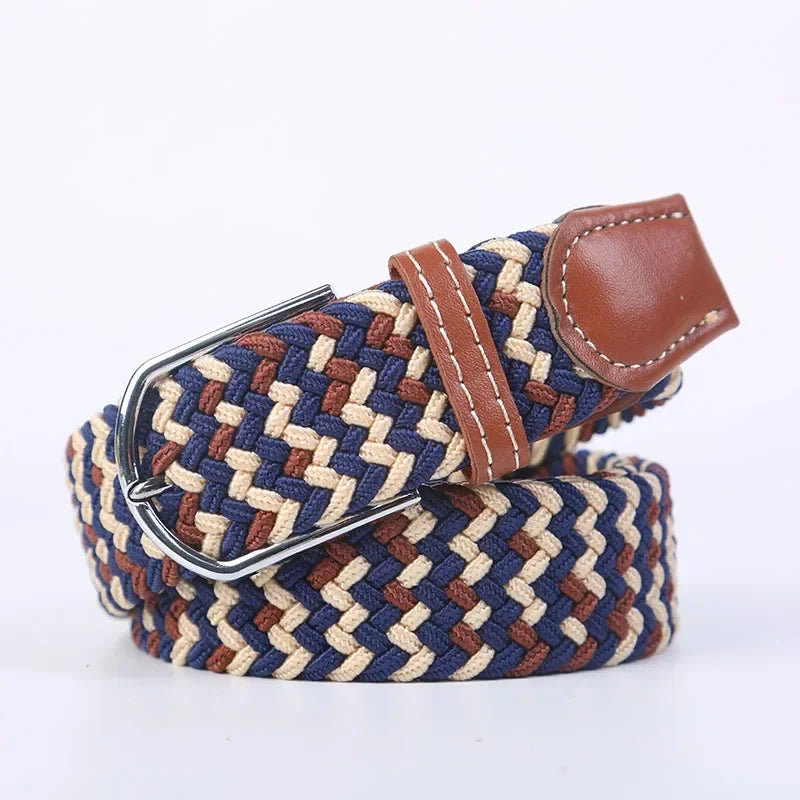 UNISEX Casual Knitted Pin Buckle Women Belt Woven Canvas Elastic Expandable Braided Stretch Jeans Belts for Men