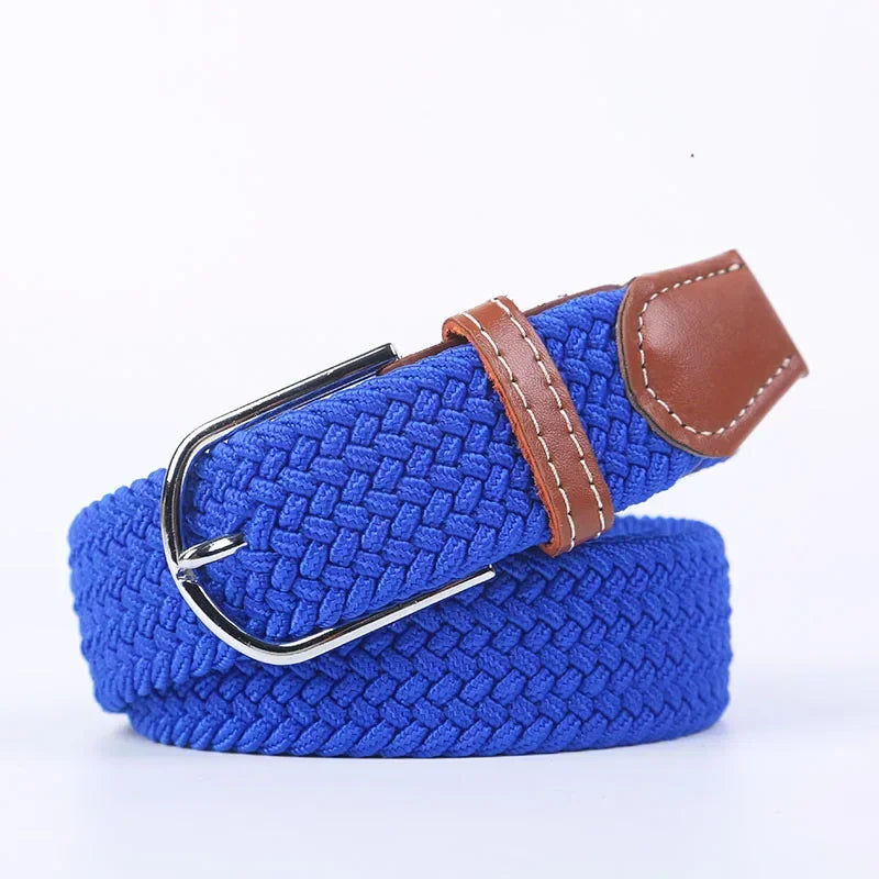 UNISEX Casual Knitted Pin Buckle Women Belt Woven Canvas Elastic Expandable Braided Stretch Jeans Belts for Men