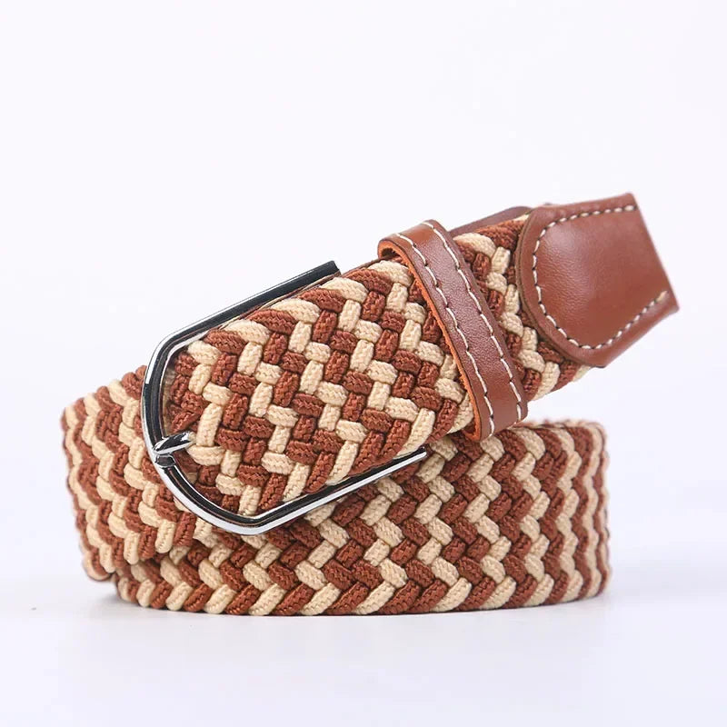 UNISEX Casual Knitted Pin Buckle Women Belt Woven Canvas Elastic Expandable Braided Stretch Jeans Belts for Men
