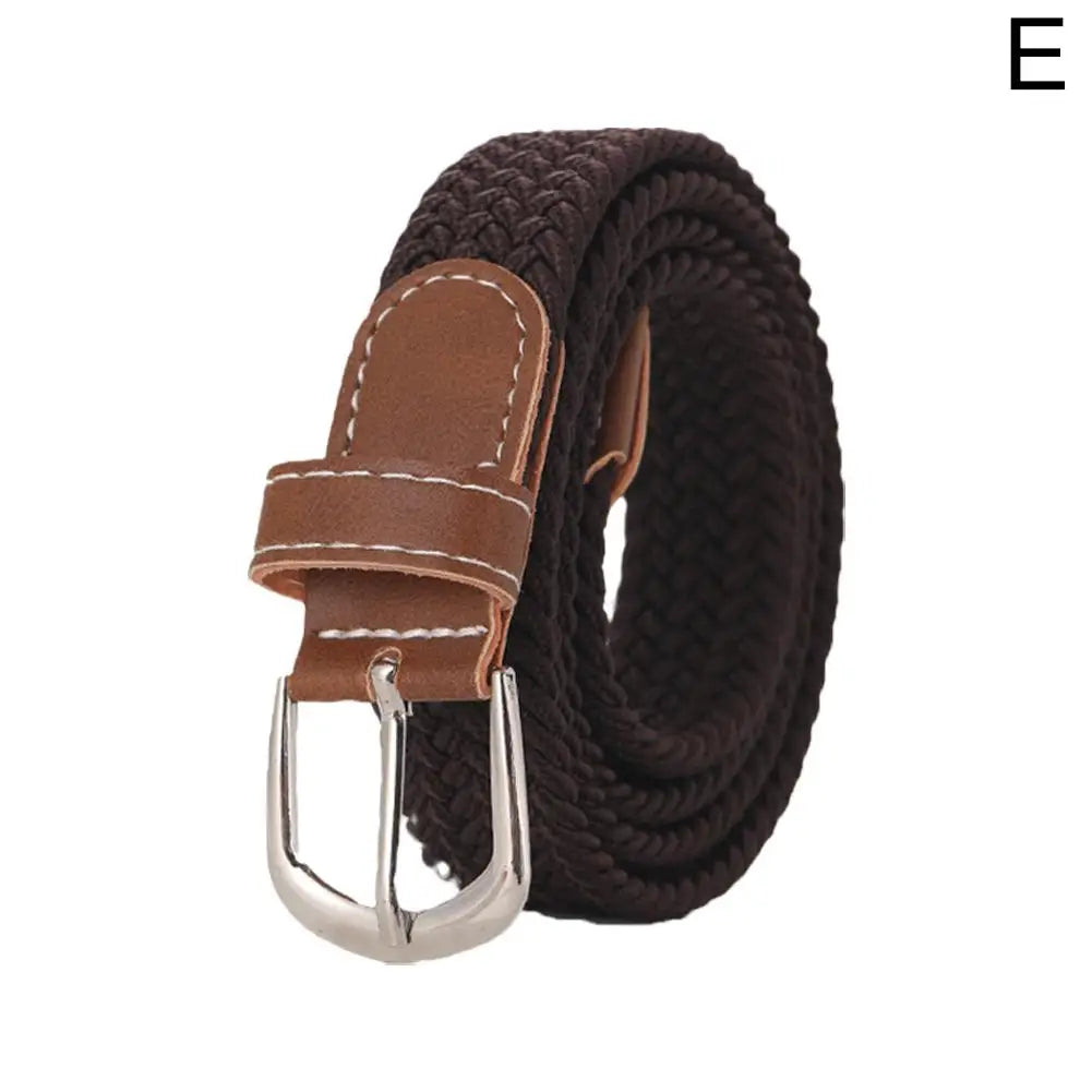 Casual Knitted Pin Buckle Men Belt Woven Canvas Elastic Expandable Braided Stretch Belts For Women Jeans Female Belt