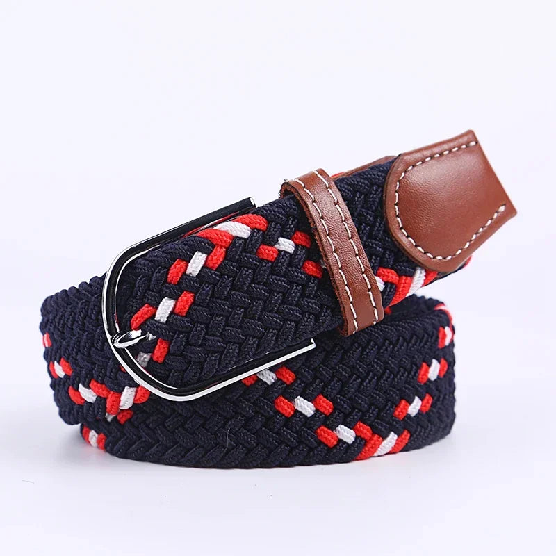 UNISEX Casual Knitted Pin Buckle Women Belt Woven Canvas Elastic Expandable Braided Stretch Jeans Belts for Men
