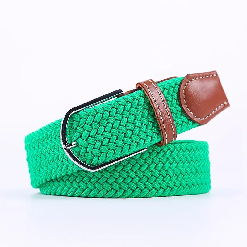 UNISEX Casual Knitted Pin Buckle Women Belt Woven Canvas Elastic Expandable Braided Stretch Jeans Belts for Men