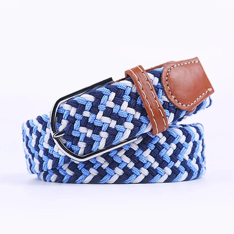 UNISEX Casual Knitted Pin Buckle Women Belt Woven Canvas Elastic Expandable Braided Stretch Jeans Belts for Men