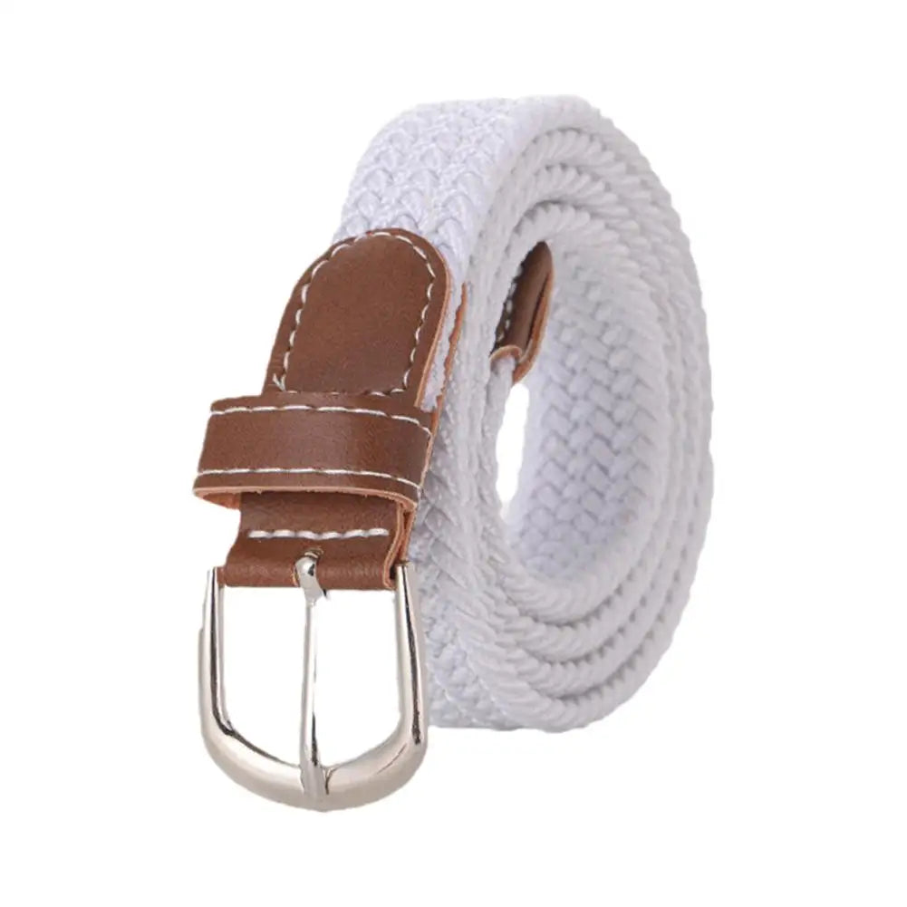 Casual Knitted Pin Buckle Men Belt Woven Canvas Elastic Expandable Braided Stretch Belts For Women Jeans Female Belt