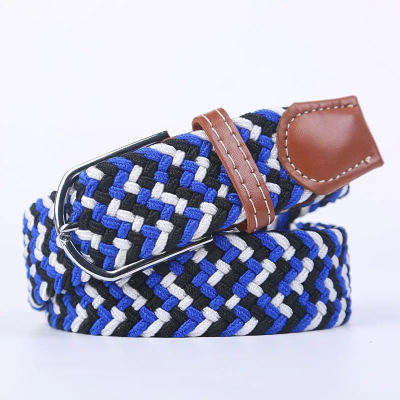UNISEX Casual Knitted Pin Buckle Women Belt Woven Canvas Elastic Expandable Braided Stretch Jeans Belts for Men