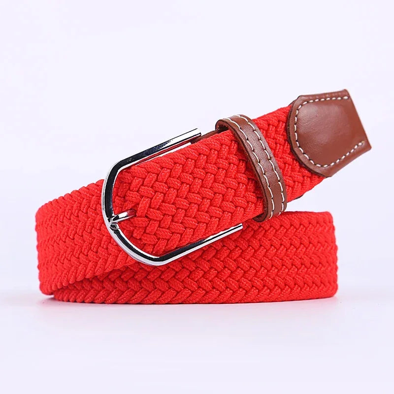 UNISEX Casual Knitted Pin Buckle Women Belt Woven Canvas Elastic Expandable Braided Stretch Jeans Belts for Men