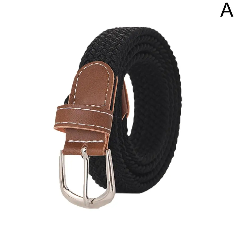 Casual Knitted Pin Buckle Men Belt Woven Canvas Elastic Expandable Braided Stretch Belts For Women Jeans Female Belt