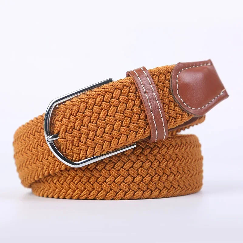 UNISEX Casual Knitted Pin Buckle Women Belt Woven Canvas Elastic Expandable Braided Stretch Jeans Belts for Men