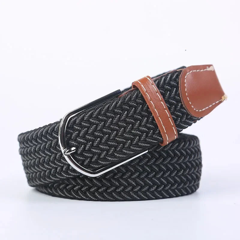 UNISEX Casual Knitted Pin Buckle Women Belt Woven Canvas Elastic Expandable Braided Stretch Jeans Belts for Men