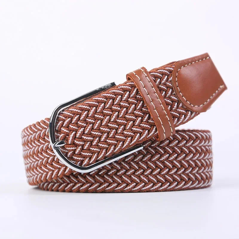 UNISEX Casual Knitted Pin Buckle Women Belt Woven Canvas Elastic Expandable Braided Stretch Jeans Belts for Men
