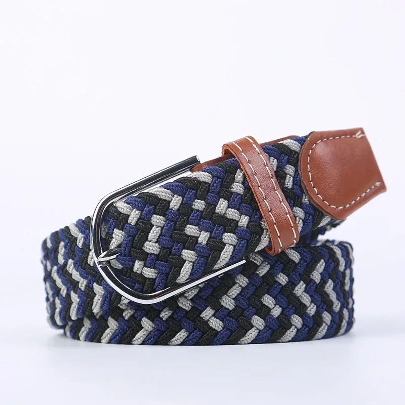 UNISEX Casual Knitted Pin Buckle Women Belt Woven Canvas Elastic Expandable Braided Stretch Jeans Belts for Men