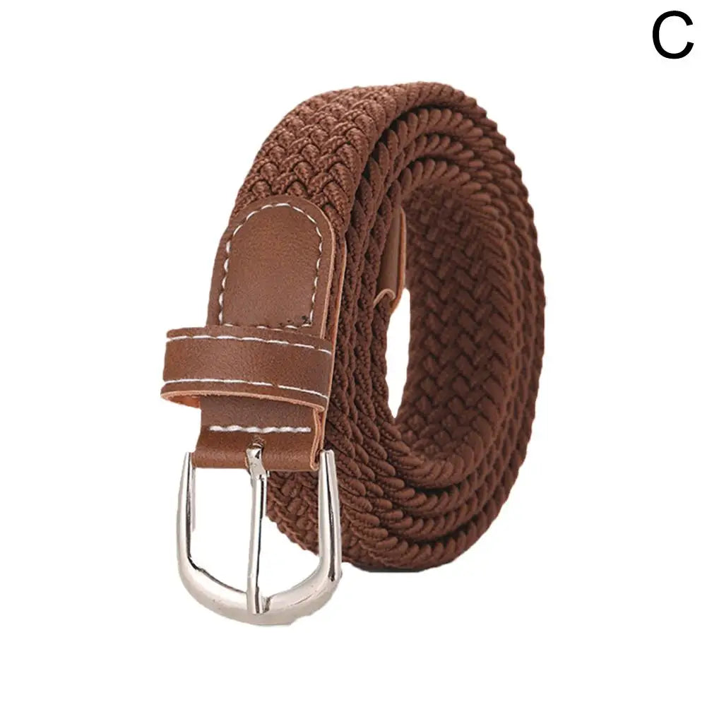 Casual Knitted Pin Buckle Men Belt Woven Canvas Elastic Expandable Braided Stretch Belts For Women Jeans Female Belt