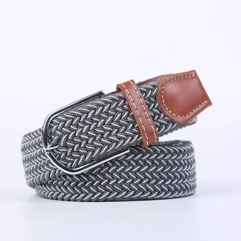 UNISEX Casual Knitted Pin Buckle Women Belt Woven Canvas Elastic Expandable Braided Stretch Jeans Belts for Men