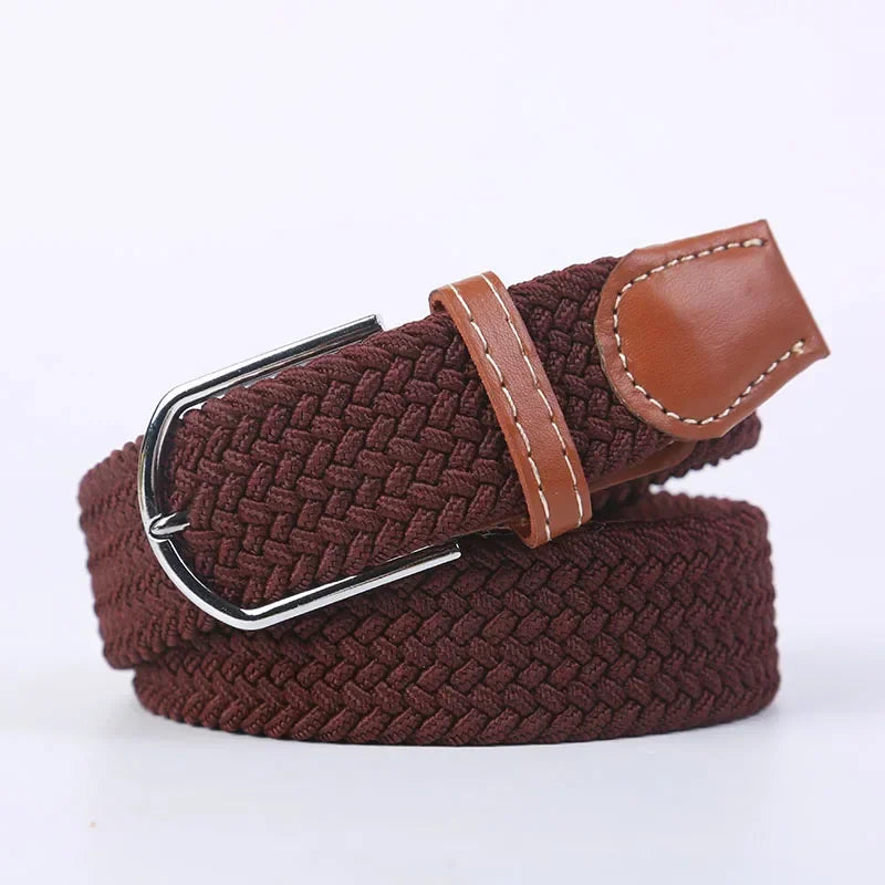 UNISEX Casual Knitted Pin Buckle Women Belt Woven Canvas Elastic Expandable Braided Stretch Jeans Belts for Men