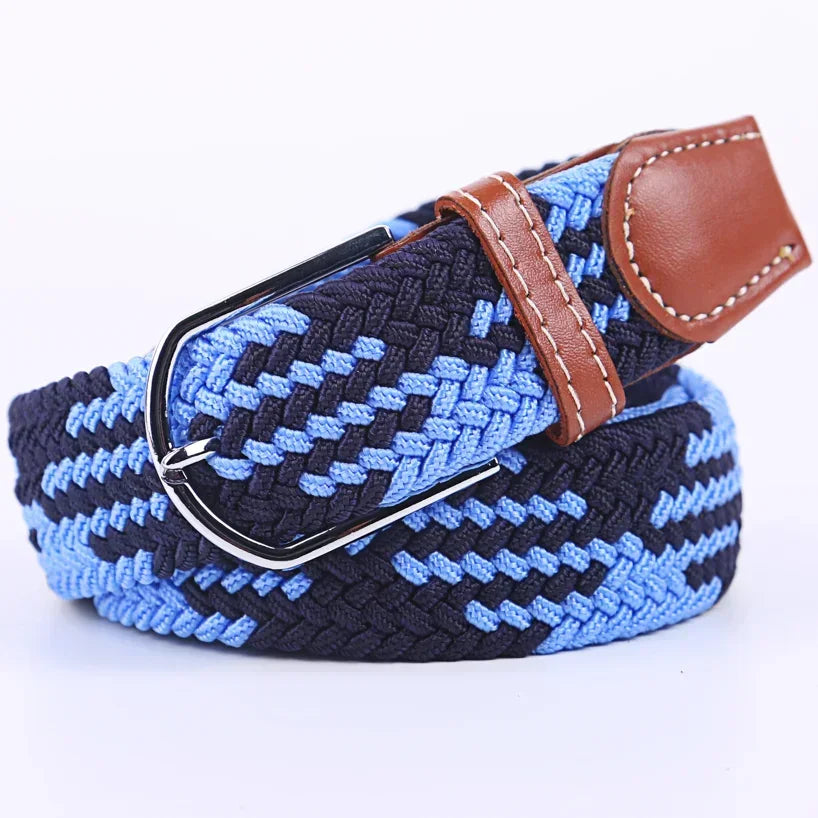 UNISEX Casual Knitted Pin Buckle Women Belt Woven Canvas Elastic Expandable Braided Stretch Jeans Belts for Men