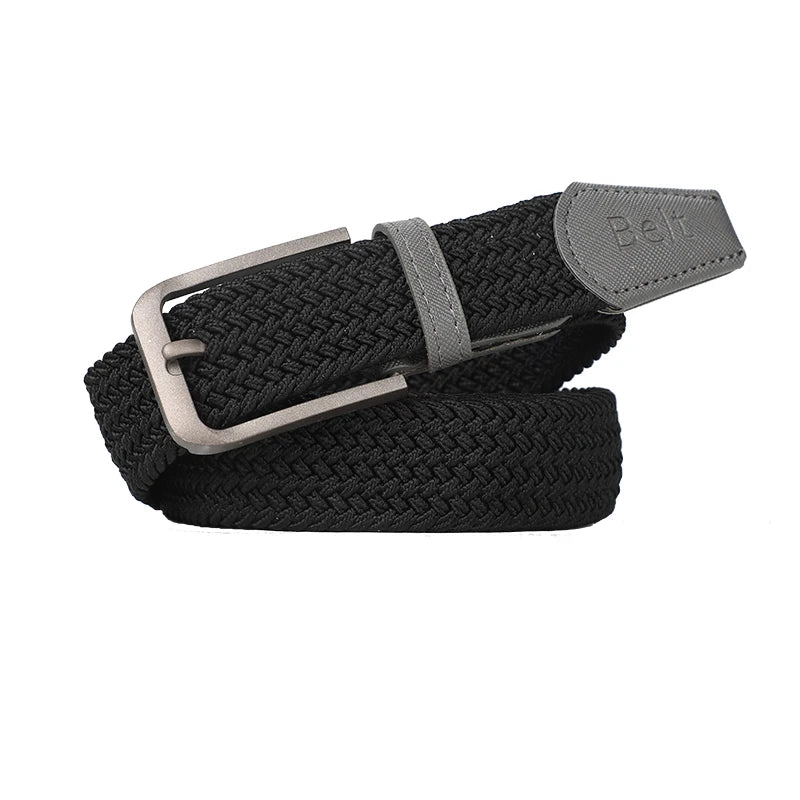 Non-perforated, non-perforated, men's and women's woven belts, elastic elastic canvas belts, women's Korean version, versatile s