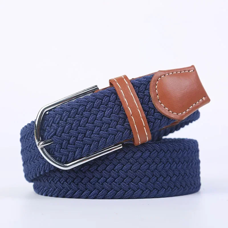 UNISEX Casual Knitted Pin Buckle Women Belt Woven Canvas Elastic Expandable Braided Stretch Jeans Belts for Men