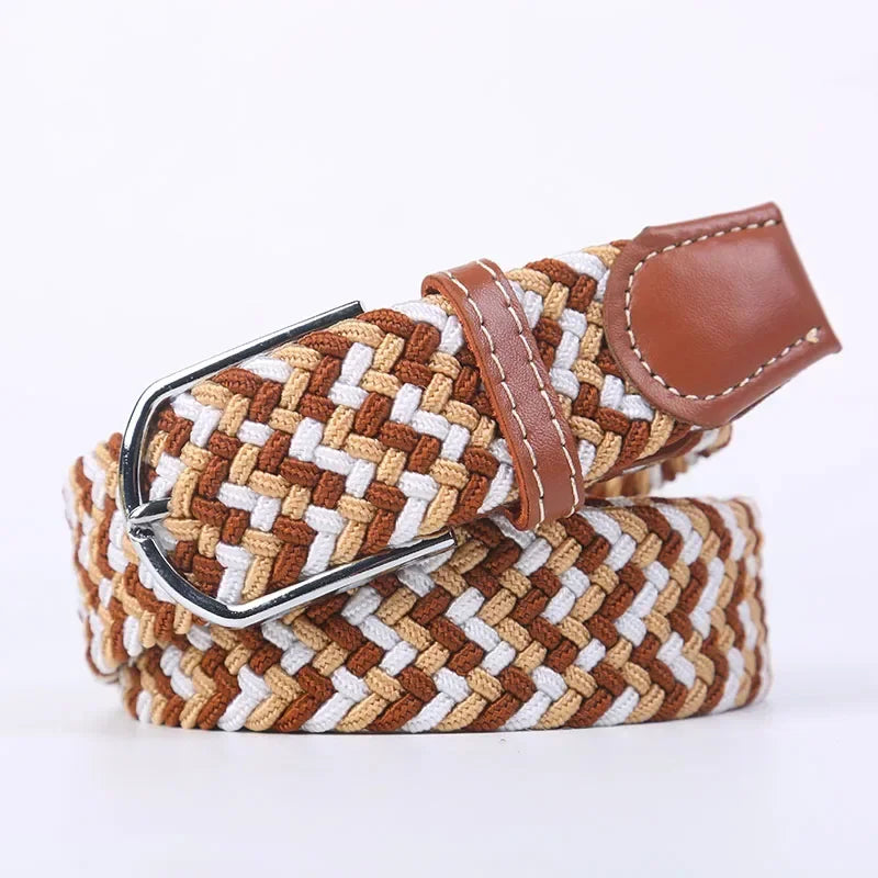 UNISEX Casual Knitted Pin Buckle Women Belt Woven Canvas Elastic Expandable Braided Stretch Jeans Belts for Men