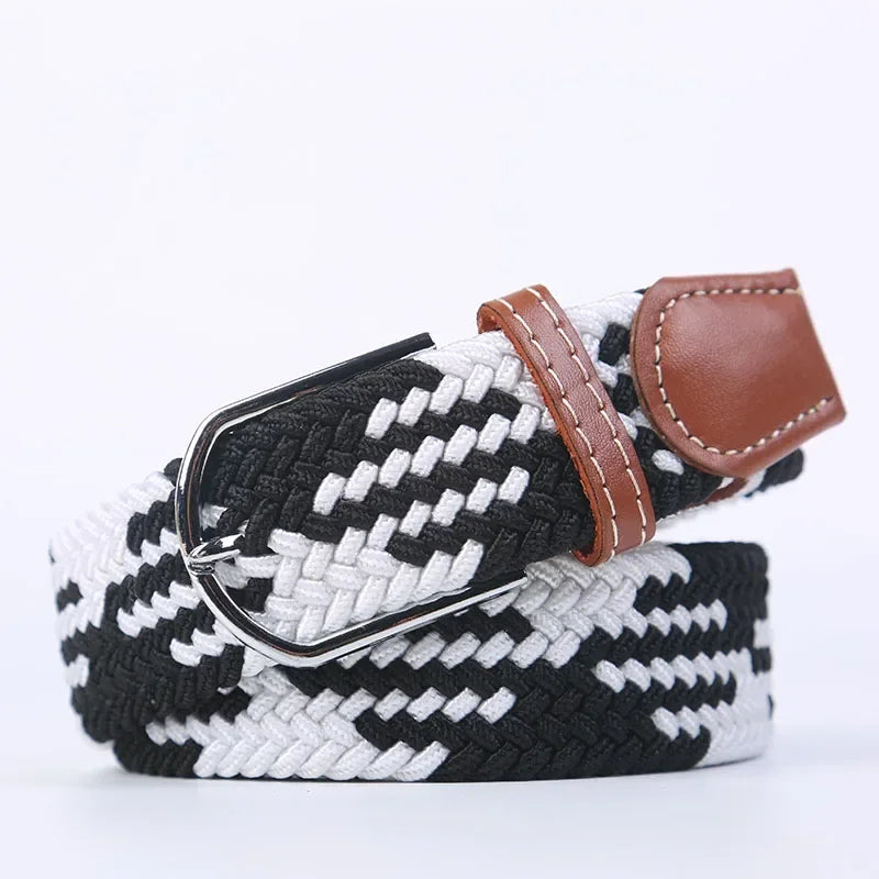 UNISEX Casual Knitted Pin Buckle Women Belt Woven Canvas Elastic Expandable Braided Stretch Jeans Belts for Men