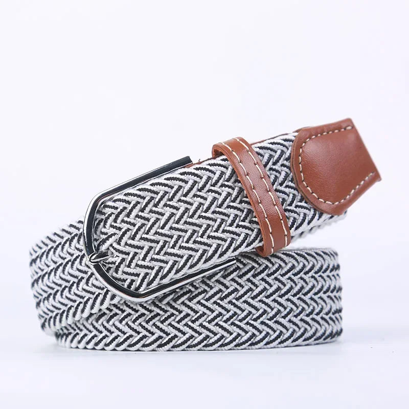 UNISEX Casual Knitted Pin Buckle Women Belt Woven Canvas Elastic Expandable Braided Stretch Jeans Belts for Men