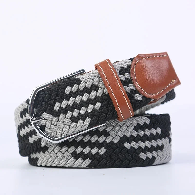 UNISEX Casual Knitted Pin Buckle Women Belt Woven Canvas Elastic Expandable Braided Stretch Jeans Belts for Men