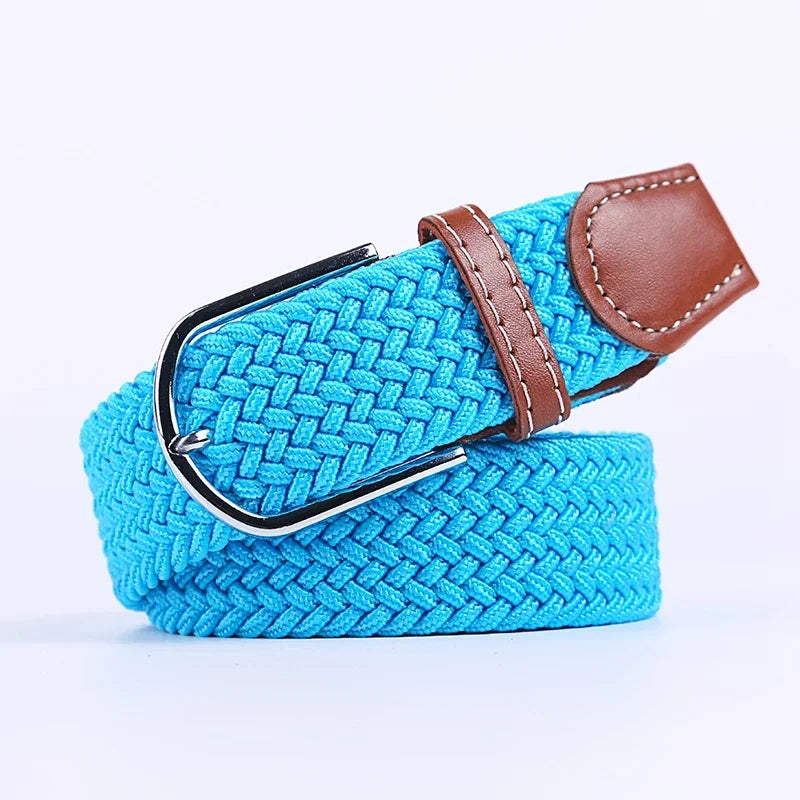 UNISEX Casual Knitted Pin Buckle Women Belt Woven Canvas Elastic Expandable Braided Stretch Jeans Belts for Men