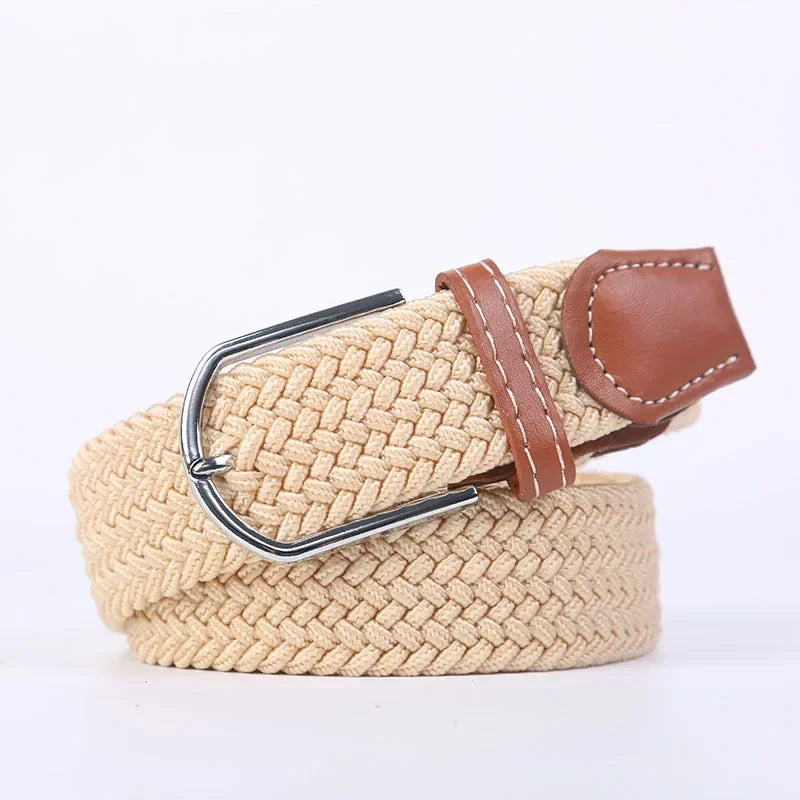 UNISEX Casual Knitted Pin Buckle Women Belt Woven Canvas Elastic Expandable Braided Stretch Jeans Belts for Men