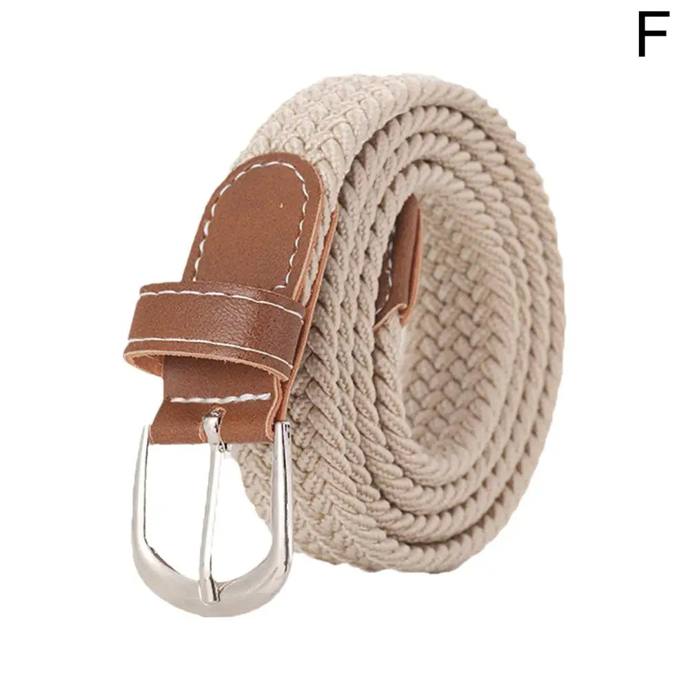 Casual Knitted Pin Buckle Men Belt Woven Canvas Elastic Expandable Braided Stretch Belts For Women Jeans Female Belt