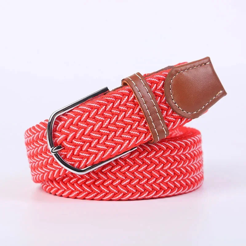 UNISEX Casual Knitted Pin Buckle Women Belt Woven Canvas Elastic Expandable Braided Stretch Jeans Belts for Men