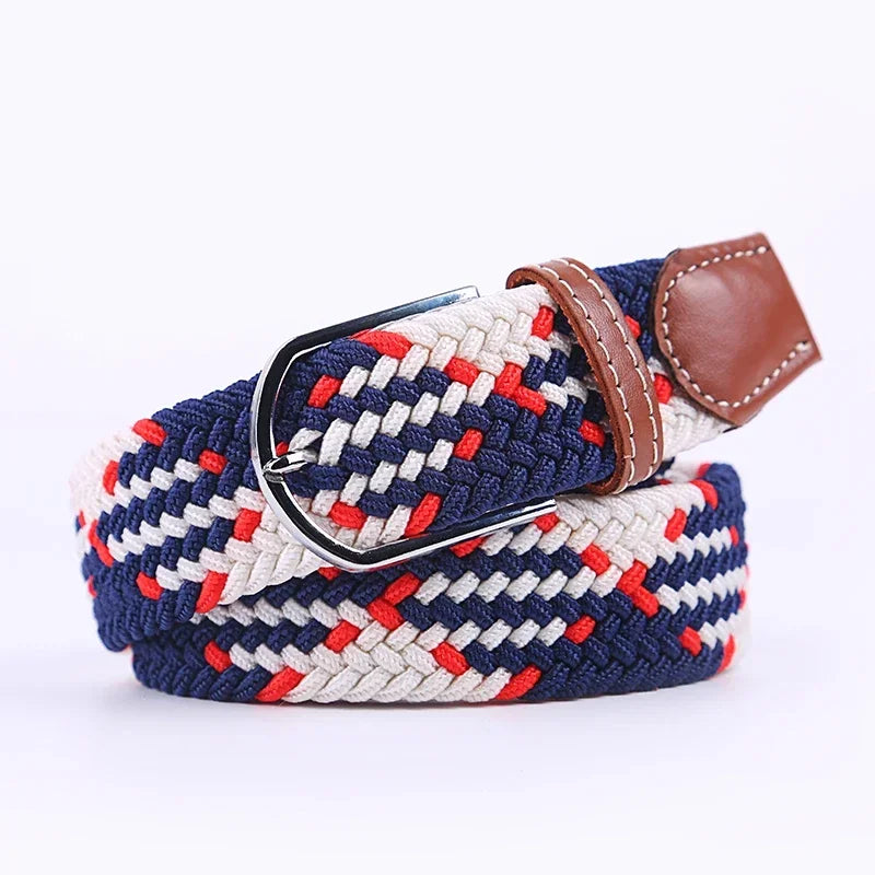 UNISEX Casual Knitted Pin Buckle Women Belt Woven Canvas Elastic Expandable Braided Stretch Jeans Belts for Men