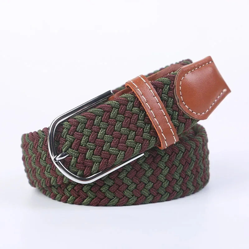 UNISEX Casual Knitted Pin Buckle Women Belt Woven Canvas Elastic Expandable Braided Stretch Jeans Belts for Men