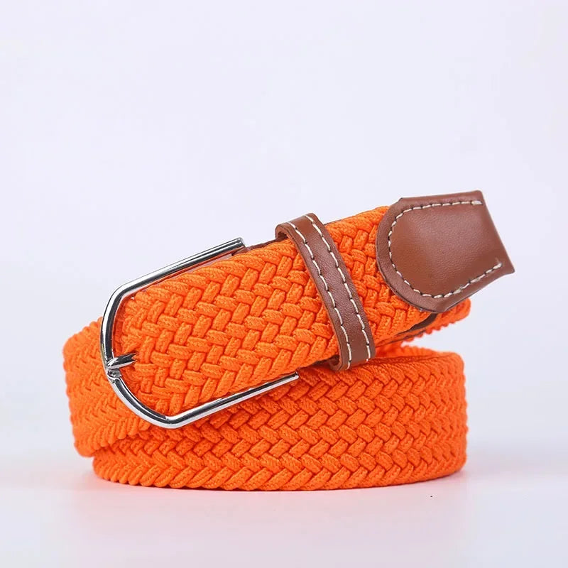 UNISEX Casual Knitted Pin Buckle Women Belt Woven Canvas Elastic Expandable Braided Stretch Jeans Belts for Men