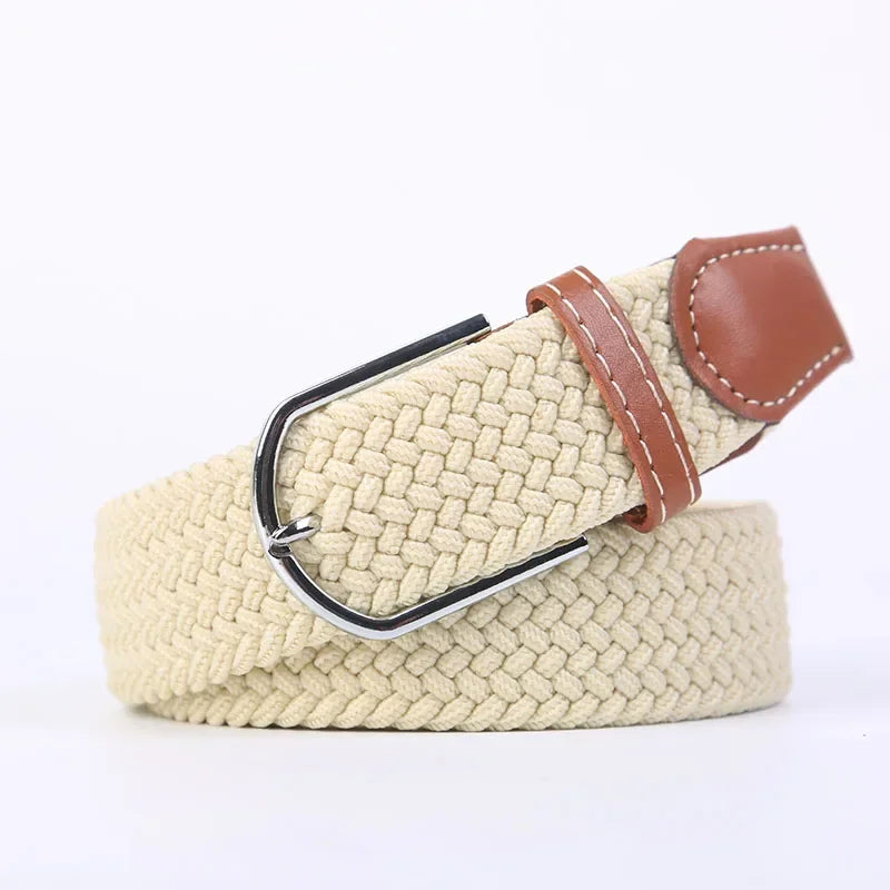 UNISEX Casual Knitted Pin Buckle Women Belt Woven Canvas Elastic Expandable Braided Stretch Jeans Belts for Men