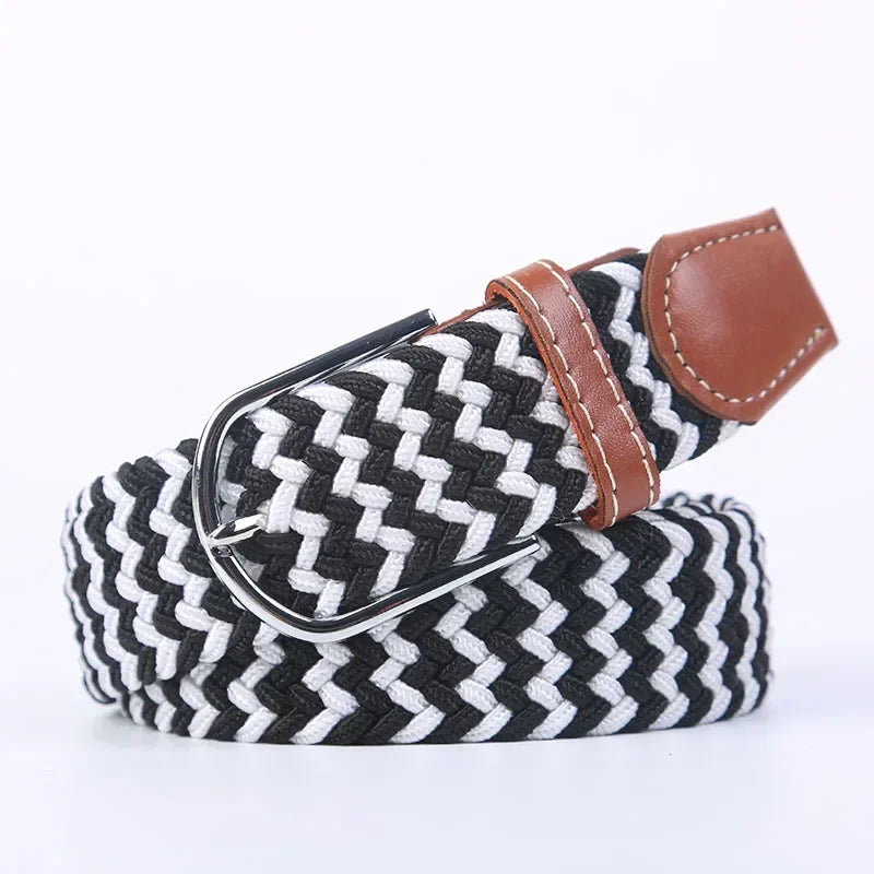 UNISEX Casual Knitted Pin Buckle Women Belt Woven Canvas Elastic Expandable Braided Stretch Jeans Belts for Men