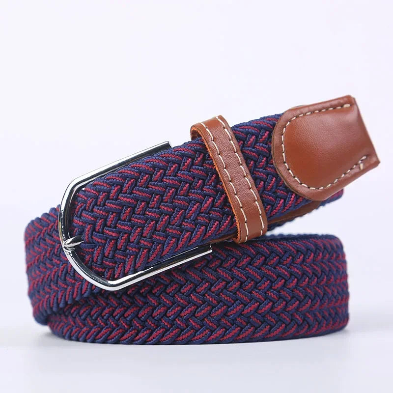 UNISEX Casual Knitted Pin Buckle Women Belt Woven Canvas Elastic Expandable Braided Stretch Jeans Belts for Men