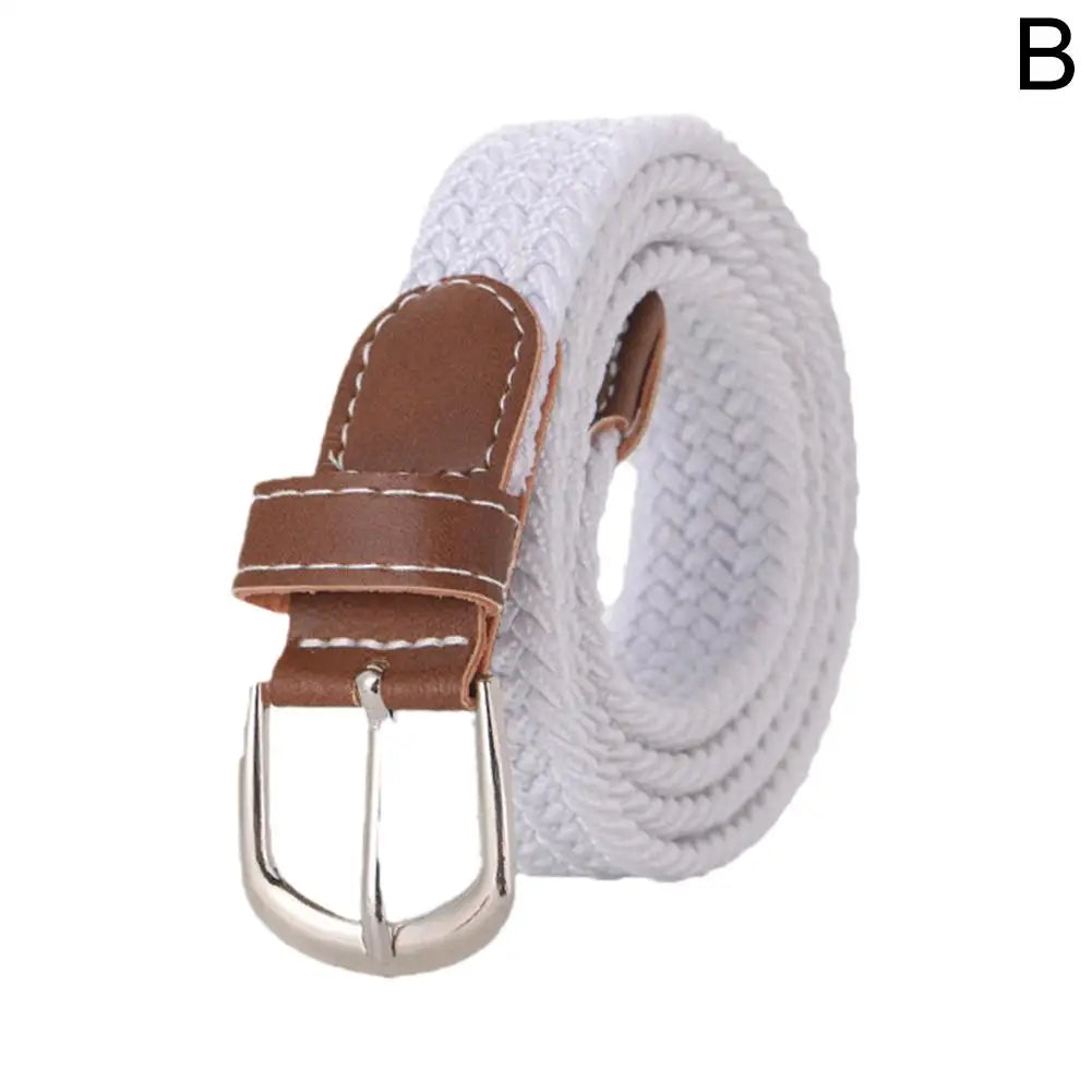 Casual Knitted Pin Buckle Men Belt Woven Canvas Elastic Expandable Braided Stretch Belts For Women Jeans Female Belt