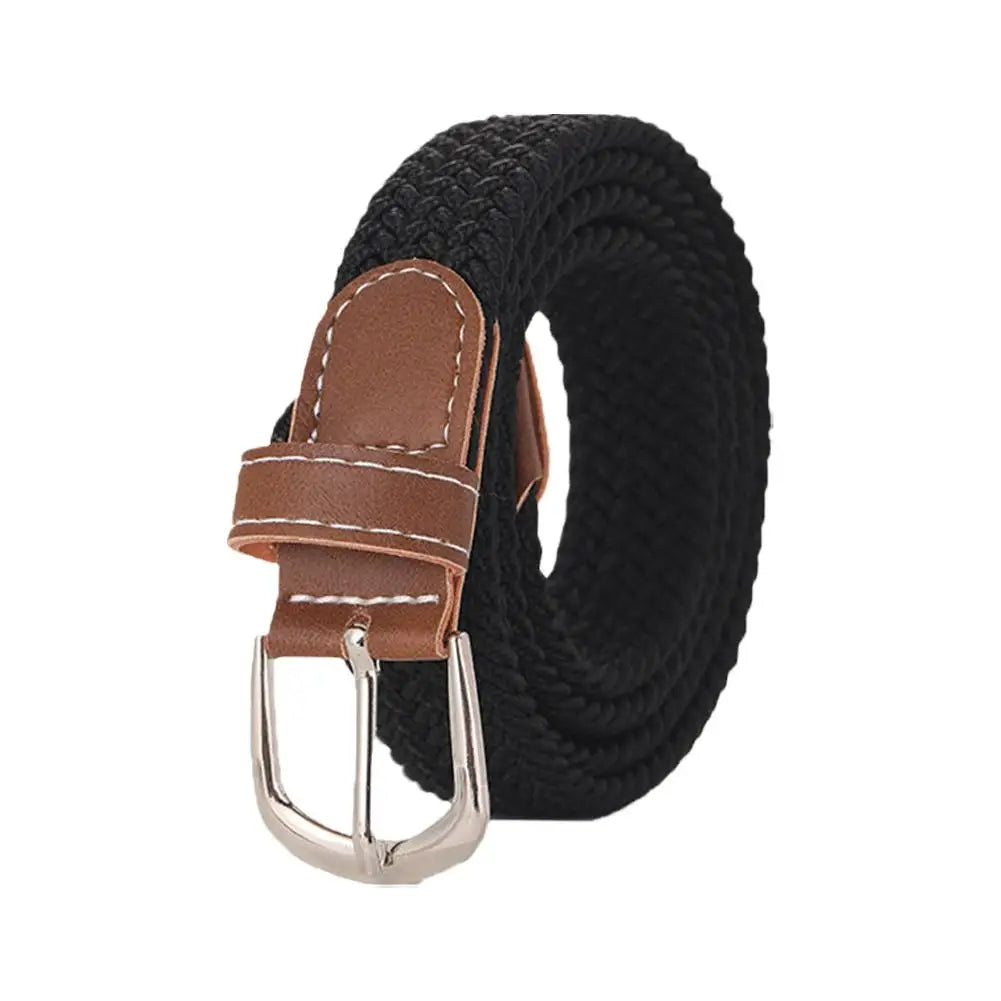 Casual Knitted Pin Buckle Men Belt Woven Canvas Elastic Expandable Braided Stretch Belts For Women Jeans Female Belt