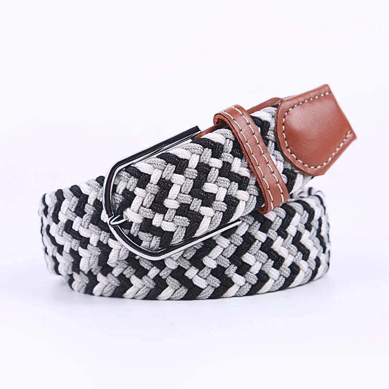 UNISEX Casual Knitted Pin Buckle Women Belt Woven Canvas Elastic Expandable Braided Stretch Jeans Belts for Men
