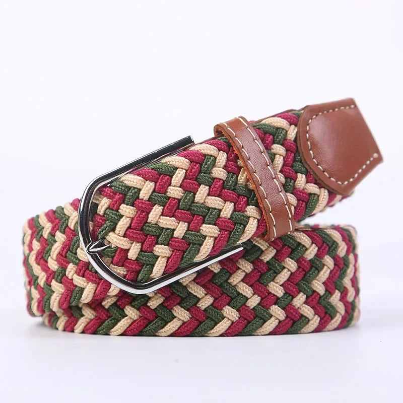 UNISEX Casual Knitted Pin Buckle Women Belt Woven Canvas Elastic Expandable Braided Stretch Jeans Belts for Men