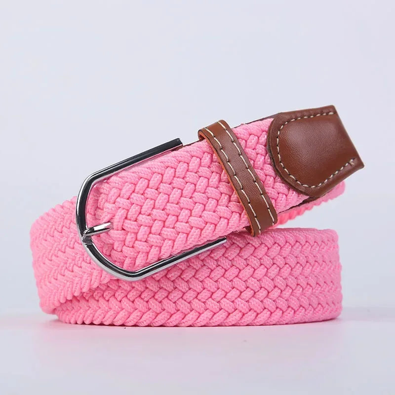UNISEX Casual Knitted Pin Buckle Women Belt Woven Canvas Elastic Expandable Braided Stretch Jeans Belts for Men