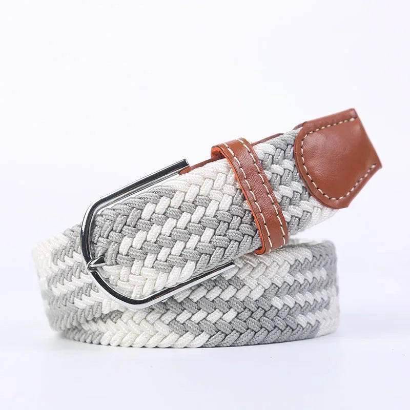 UNISEX Casual Knitted Pin Buckle Women Belt Woven Canvas Elastic Expandable Braided Stretch Jeans Belts for Men