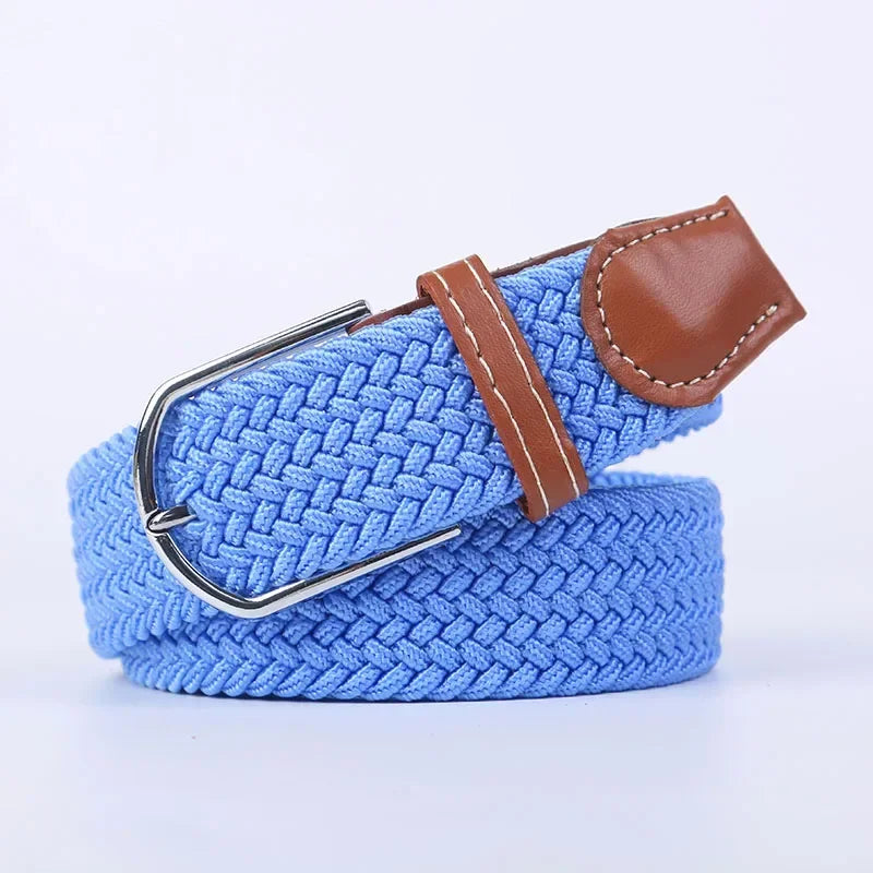 UNISEX Casual Knitted Pin Buckle Women Belt Woven Canvas Elastic Expandable Braided Stretch Jeans Belts for Men