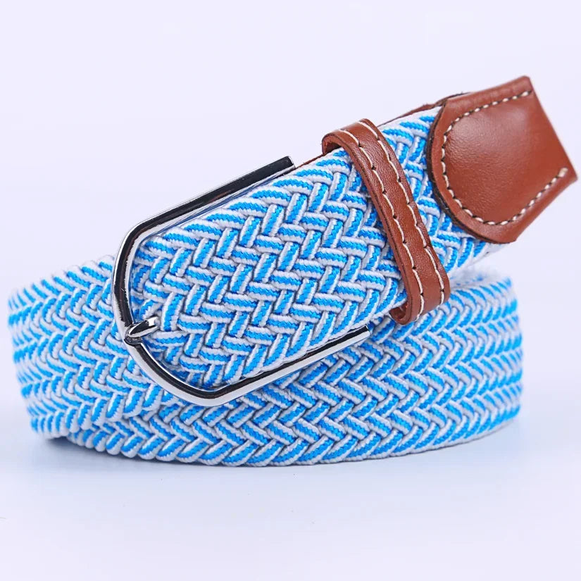 UNISEX Casual Knitted Pin Buckle Women Belt Woven Canvas Elastic Expandable Braided Stretch Jeans Belts for Men