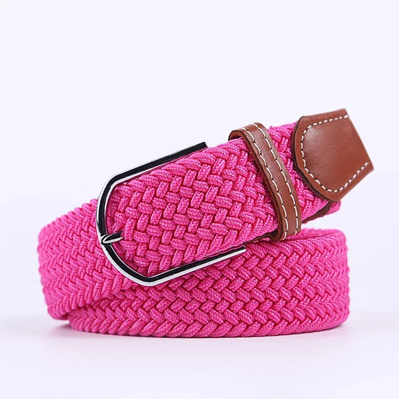 UNISEX Casual Knitted Pin Buckle Women Belt Woven Canvas Elastic Expandable Braided Stretch Jeans Belts for Men